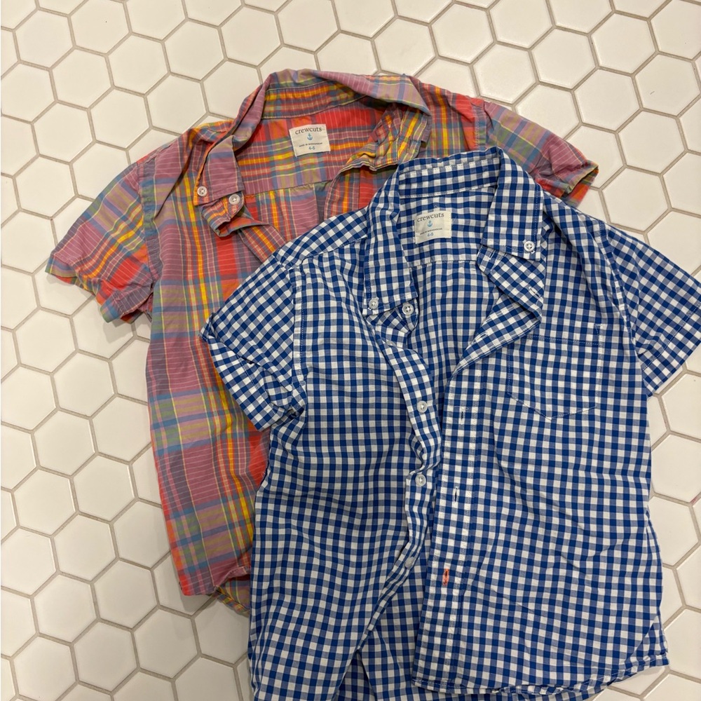 Crew Cuts Plaid and Gingham Kids Shirts Set